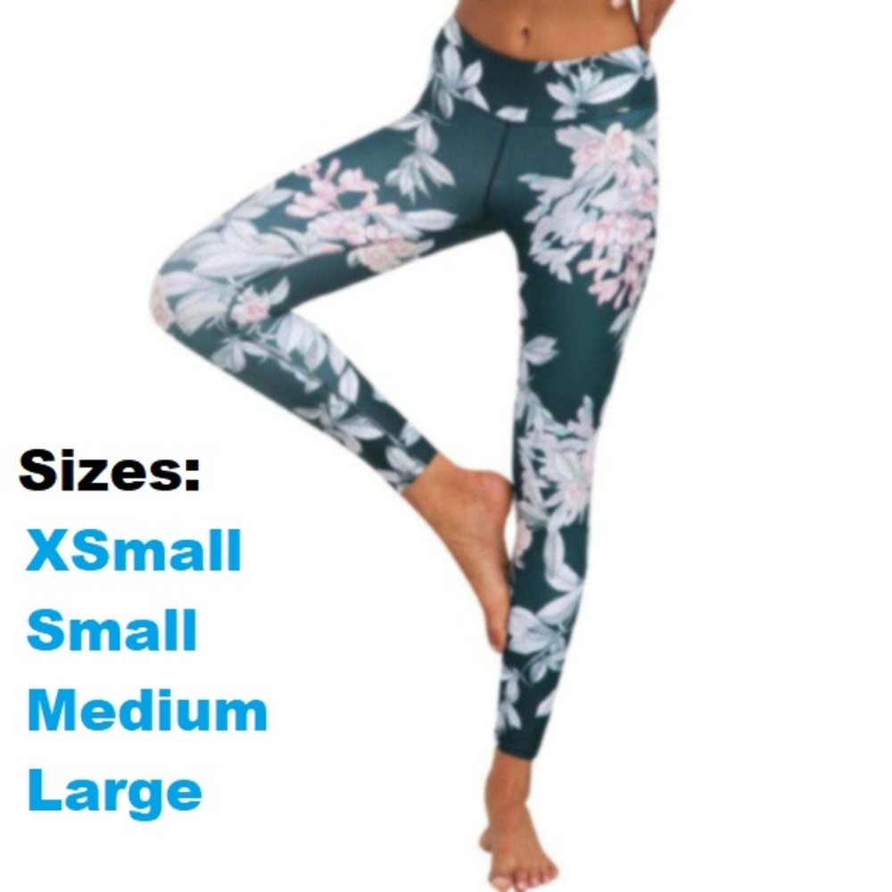 Green leggings with flower design